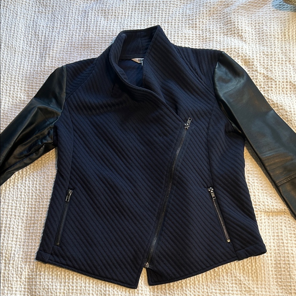 BB Dakota Black and Navy Leather Jacket
